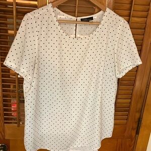 Dalia White w/Black Polka Dots, Short Sleeve Blouse